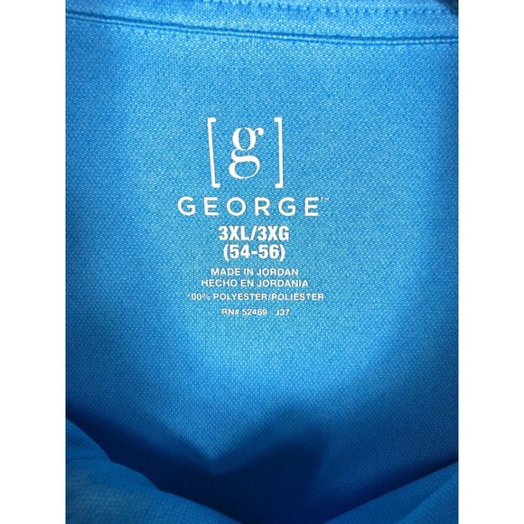 George Men's 3XL Polo Short Sleeve Button Blue Polyester Adult Shirt A3 - Picture 2 of 4